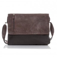 Geantă umăr Paolo Peruzzi maro aventura piele naturală +  cordura COD 1407-B