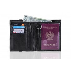 Portofel negru din piele naturală pentru pașaport COD SW07