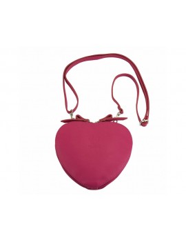 POŞETĂ INIMĂ DIN PIELE NATURALĂ FUCSIA  COD F403