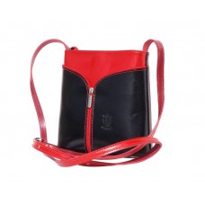 GEANTĂ  PIELE NATURALĂ "FLORENCE" CROSSBODY ROŞU / NEGRU COD F203