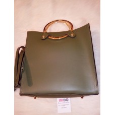 Geantă din piele naturală detașabilă verde cod 3963