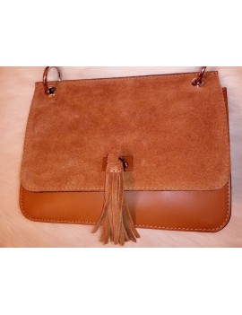 Gentă de umăr din piele naturală camel cod 5553 