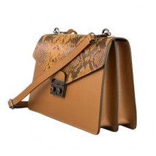 Geantă piele naturală în Piton imprimat cod 5585 camel